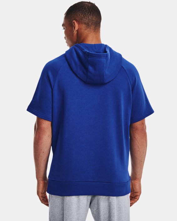 Men's UA Rival Fleece Short Sleeve Hoodie, Blue, pdpMainDesktop image number 1